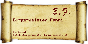 Burgermeister Fanni névjegykártya